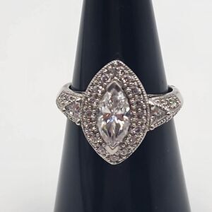 Meda Sterling Silver Halo Marquise CZ Ring (7)